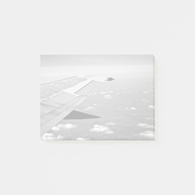 Plane Themed, Grayscale Aeroplane Wings Flying Post-it Notes (Front)