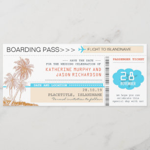 plane tickets boarding pass save the date design