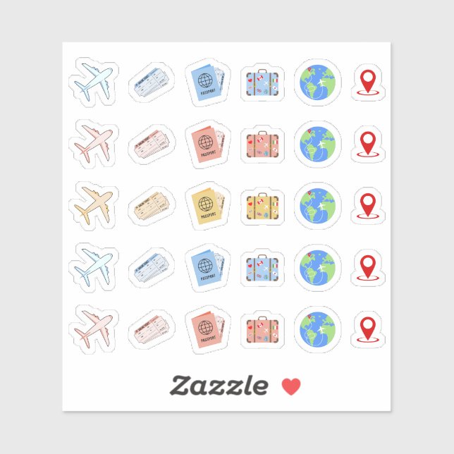 Plane Travel Vacation Adventure Icons Bujo Planner (Sheet)