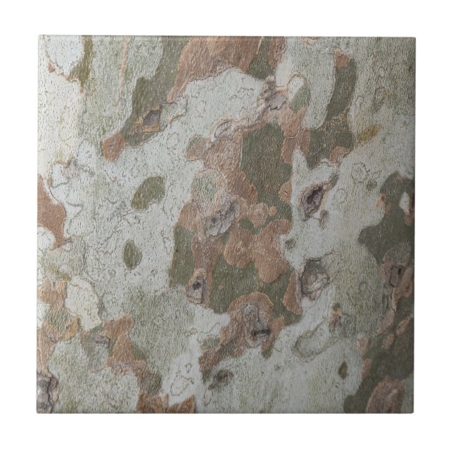 Plane tree camouflage looks bark pattern ceramic t ceramic tile (Front)