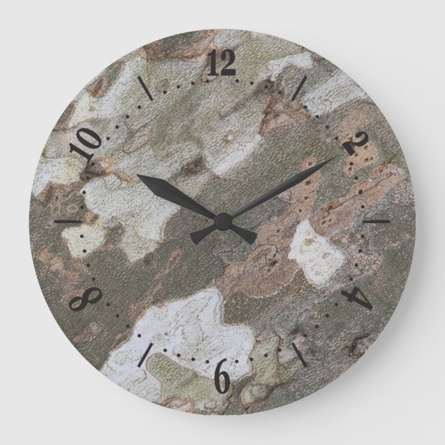 Plane tree camouflage looks bark pattern large clo clock (Front)