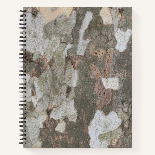 Plane tree camouflage looks bark pattern notebook (Front)