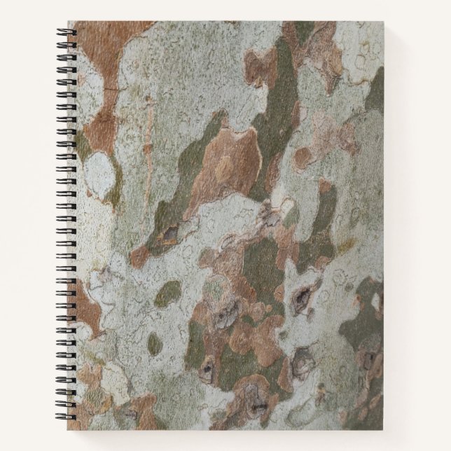 Plane tree camouflage looks bark pattern notebook (Front)