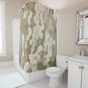 Plane tree camouflage looks bark pattern shower curtain