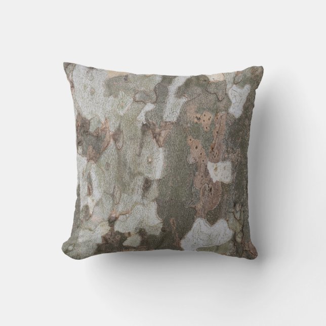 Plane tree camouflage looks bark pattern throw pil cushion (Front)