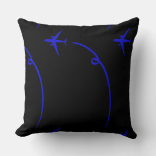 Plane With Air Trail Dk Black     Cushion