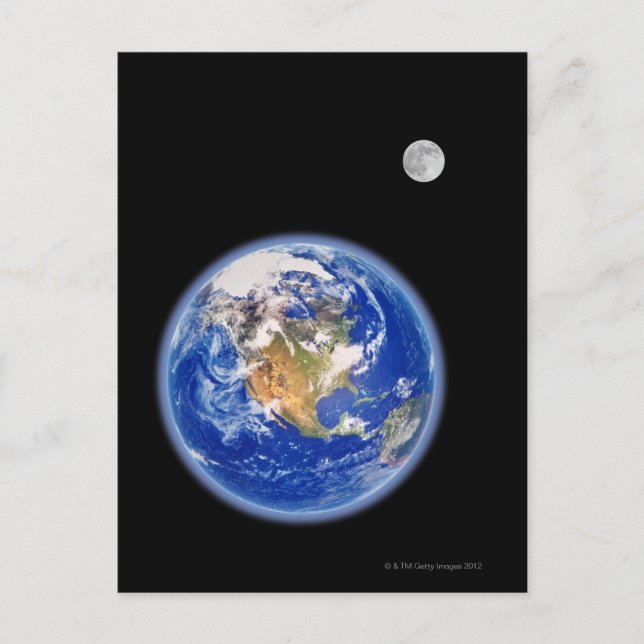 Planer Earth and Moon Postcard (Front)
