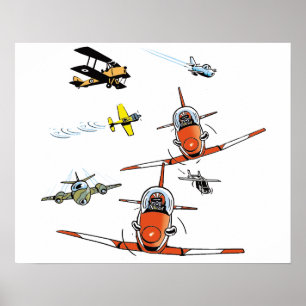 Planes Flying Aviation Art Poster
