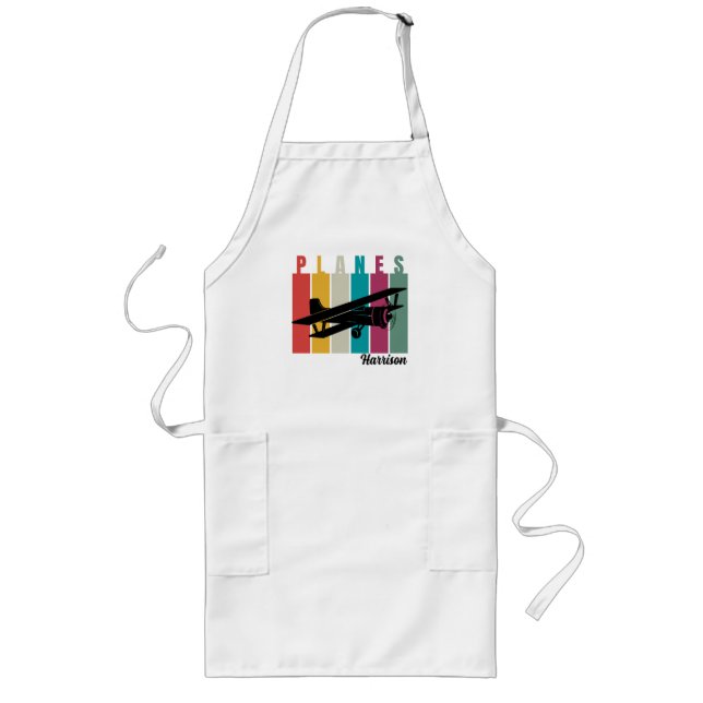 Planes,Typography,Aviation,Minimalist,Personalised Long Apron (Front)