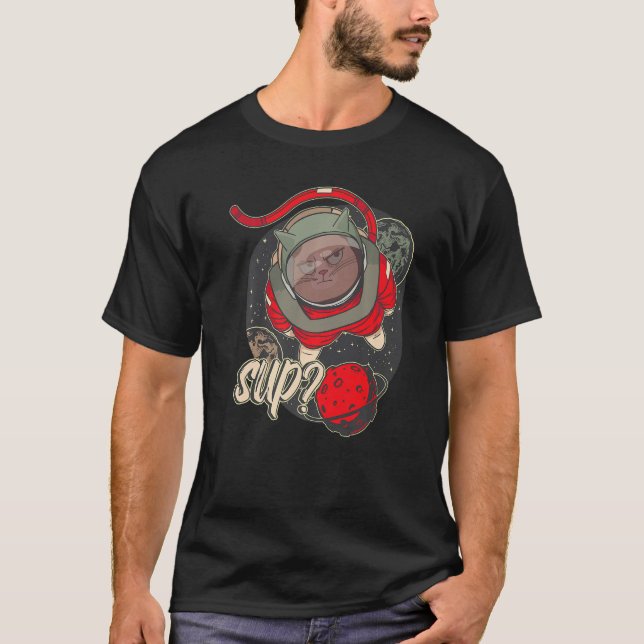 Planet Astronaut Space Cat Kids Astrology T-Shirt (Front)