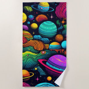 Planet background beach towel
