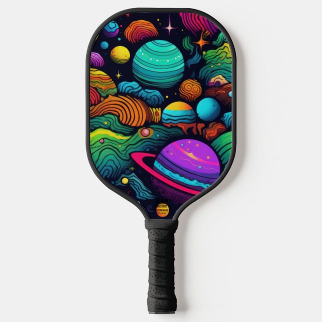 Planet background pickleball paddle (Front)