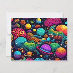 Planet background postcard