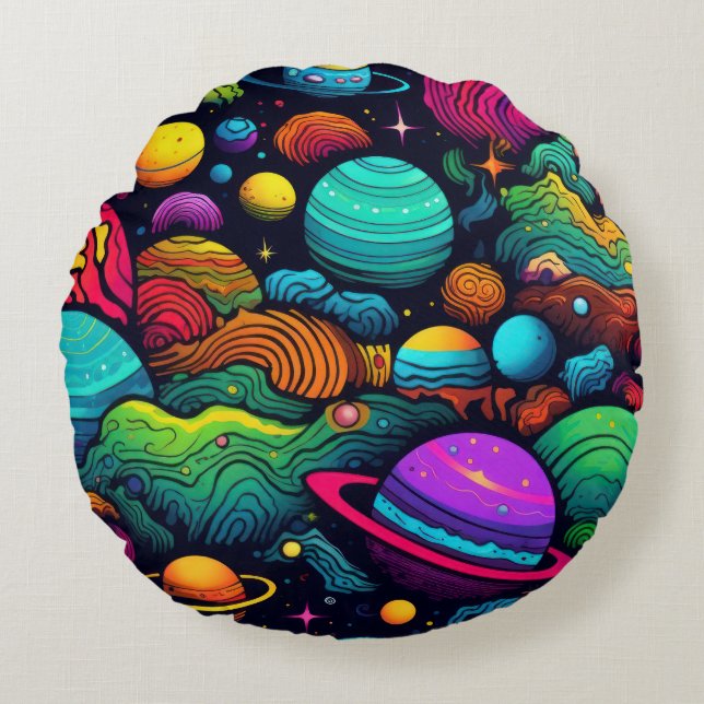 Planet background round cushion (Front)