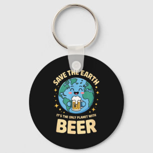Planet beer earth day save key ring