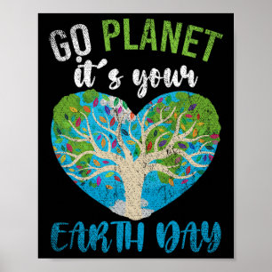 Planet Birthday Heart Go Planet Its Your Earth Day Poster
