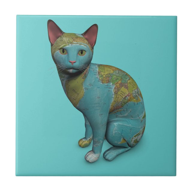 Planet Cat Ceramic Tile (Front)