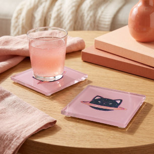 Planet Cat Glass Coaster