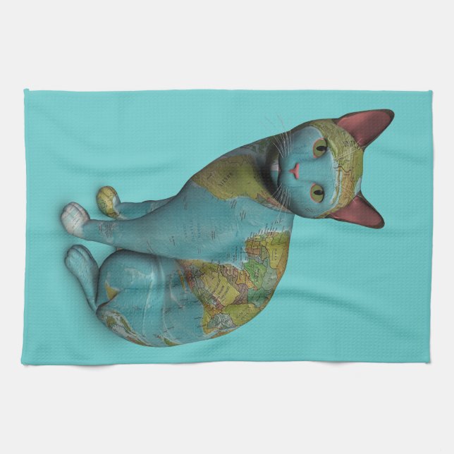 Planet Cat Tea Towel (Horizontal)