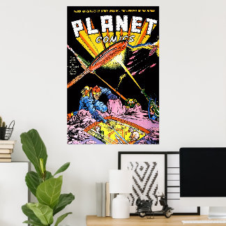 Planet Comics Laser Attack Sci Fi Vintage Comics Poster