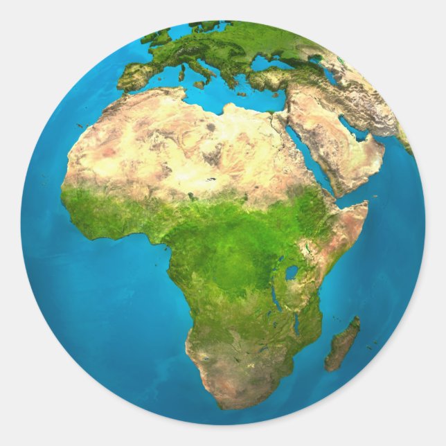 Planet Earth - Africa - Colourful Globe. 3d Render Classic Round Sticker (Front)