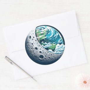 Planet Earth and Its Moon: Celestial Wonder Classic Round Sticker