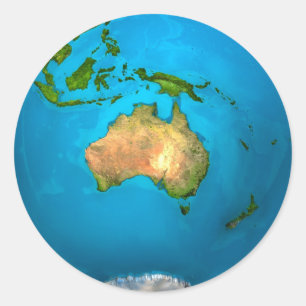 Planet Earth - Australia - Colourful Globe. 3d Classic Round Sticker