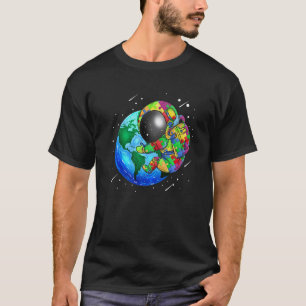 Planet Earth Autism Kids Puzzle Astronaut Solar Sy T-Shirt