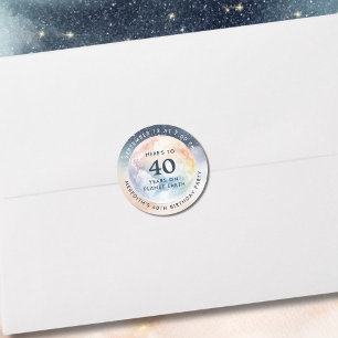 Planet Earth Celestial Sky 40th Birthday Classic Round Sticker