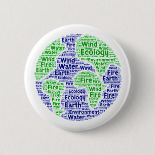 Planet Earth Ecology Word Art 6 Cm Round Badge