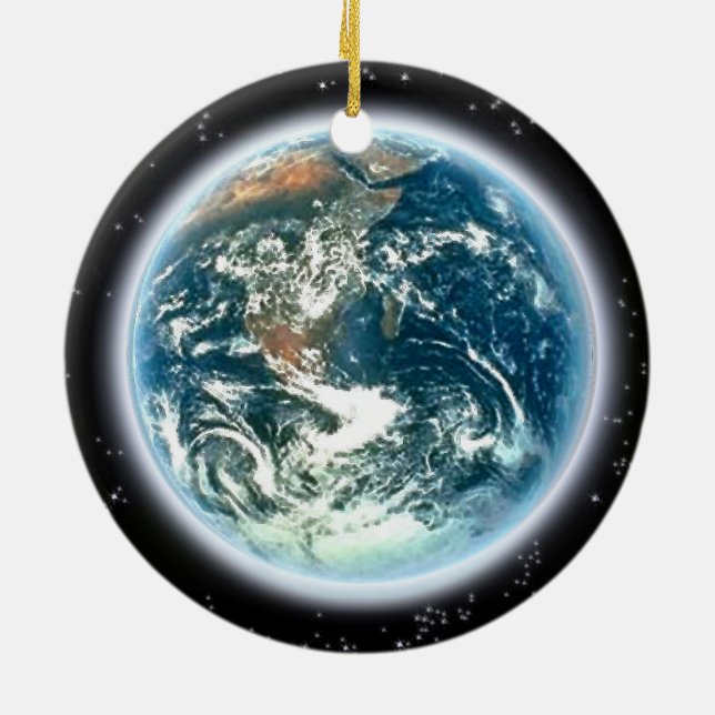 Planet Earth from Outer Space Ceramic Ornament (Back)