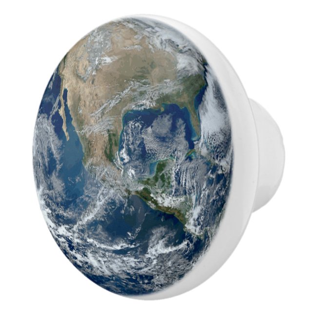 Planet Earth from Outer Space with Clouds Ceramic Knob (Right)