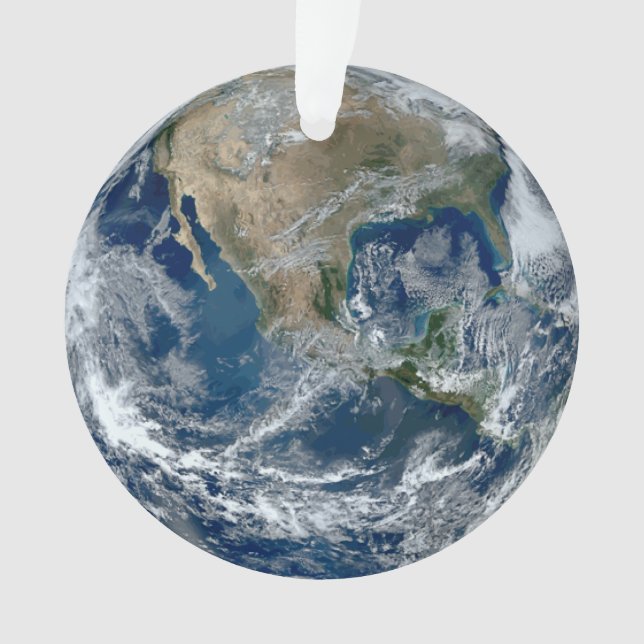 Planet Earth from Outer Space with Clouds Ornament (Front)