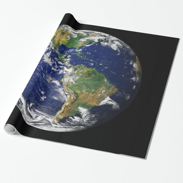 PLANET EARTH FROM SPACE Glossy Wrapping Paper (Unrolled)