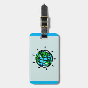 Planet EARTH -Hand drawn - Blue Luggage Tag