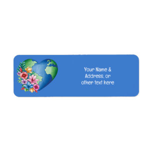 Planet Earth Heart Return Address Label