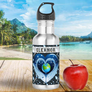 Planet Earth Hydration Green Blue Heart 532 Ml Water Bottle