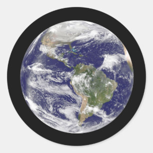 Planet Earth in Outer Space Photographic Globe Classic Round Sticker