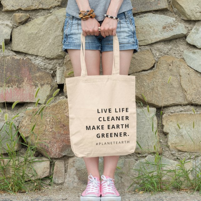 Planet Earth Live Life Cleaner Make Earth Greener Tote Bag (Creator Uploaded)