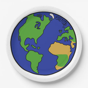 Planet Earth of the Solar System Paper Plate