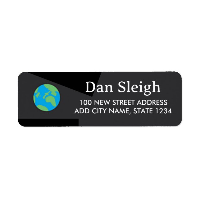 Planet Earth on black Return Address Label (Front)