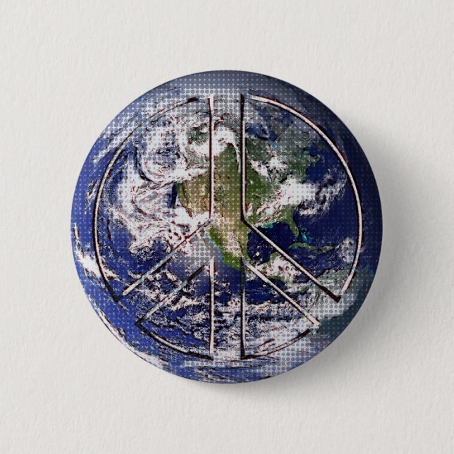 Planet Earth Peace Sign 6 Cm Round Badge (Front)
