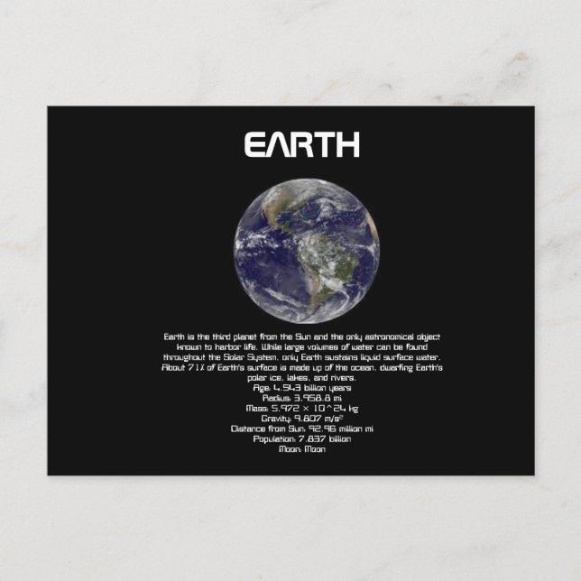 Planet Earth Postcard (Front)