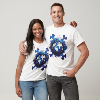 Planet Earth Puzzle Piece Graphic - Abstract Earth T-Shirt
