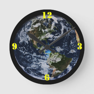 Planet Earth  Round Clock