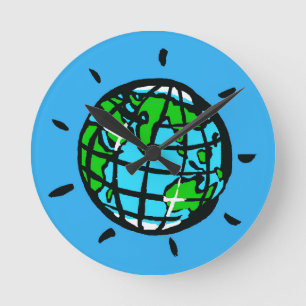 Planet Earth - Round Clock