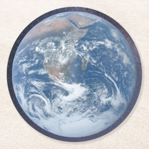 Planet earth round paper coaster