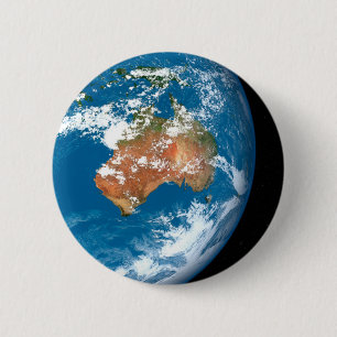 Planet Earth Showing Clouds Over Australia. 6 Cm Round Badge