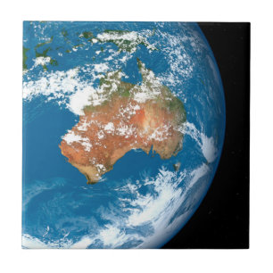 Planet Earth Showing Clouds Over Australia. Ceramic Tile