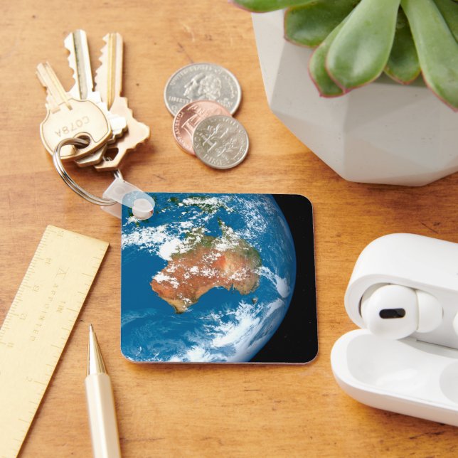 Planet Earth Showing Clouds Over Australia. Key Ring (Desk)